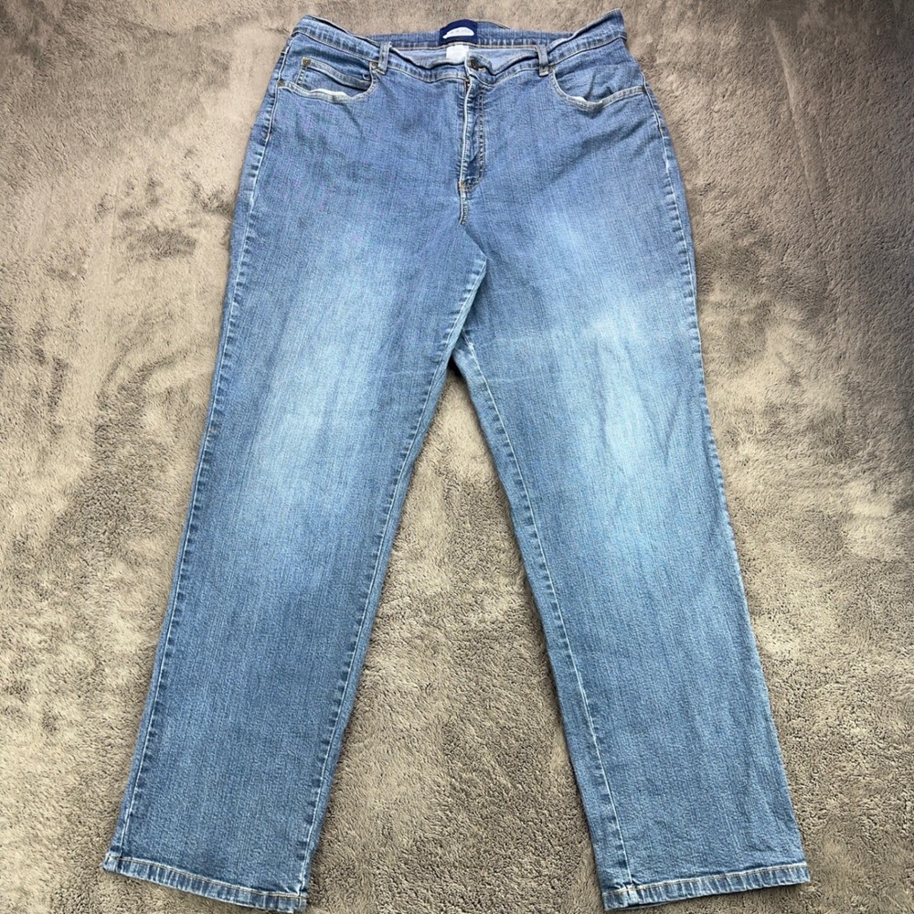 LA Blues Stretch Womens 18W Medium Wash Straight Leg Denim Blue Jeans